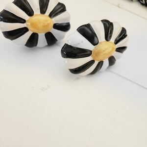 MacKenzie-Childs Black and White Knobs with Yellow Center
